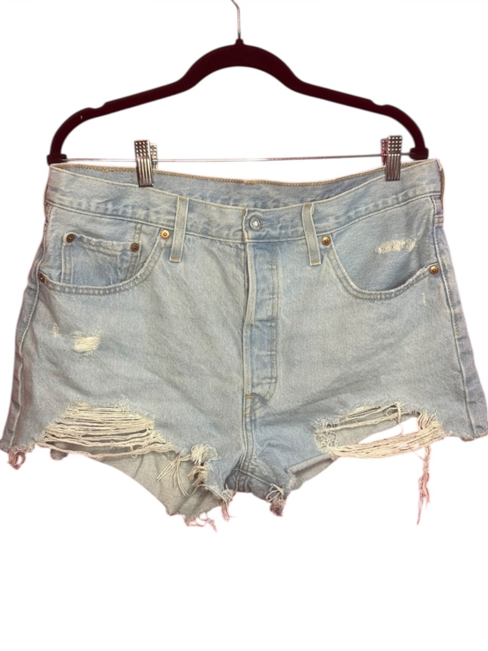Levi’s 501 Light Wash Distressed Denim Shorts